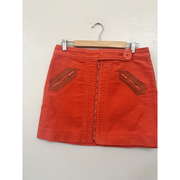 Marc Jacobs Mini Skirt Womens size 8 Orange Red Boho Hippie Y2K Suede Accents - Picture 2 of 6